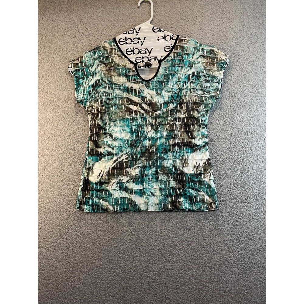 NOTATIONS Ruffled Pullover Cap Sleeve MULTI-COLOR BLOUSE SIZE PL